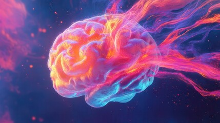 A striking concept art of a human brain bursting with knowledge and creativity, symbolizing the explosive potential of generative AI.