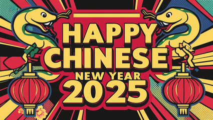 Fototapeta premium Celebrating the vibrant chinese new year 2025 a festive graphic design extravaganza