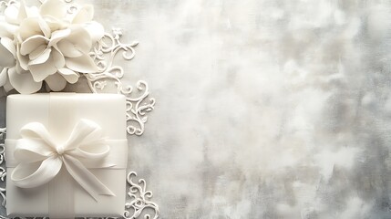 Elegant White Gift Box with Flowers and Decor