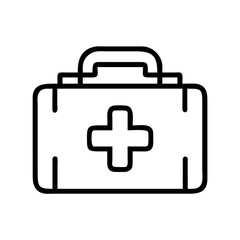 Obraz premium Black and white first aid kit icon with medical cross
