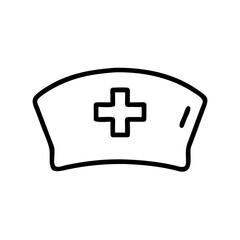 Fototapeta premium Black and white nurse hat icon with medical cross