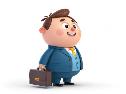 businessman with briefcase. cartoon, business, businessman, boy, vector, character, illustration, suit, people, person, 3d, tie, manager, briefcase, smile, office, job, work, doctor, smiling, kid, occ