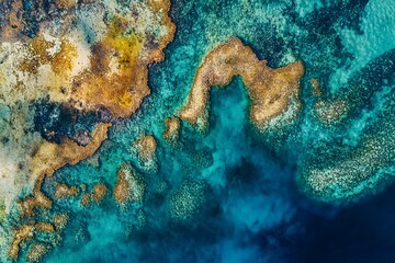 Aerial View of Coral Reefs in the Ocean