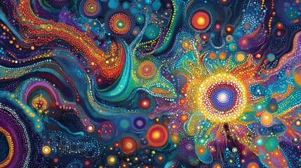 Abstract cosmic swirl painting.