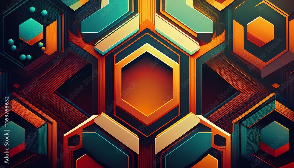 Poster an abstract image with hexagonal shapes