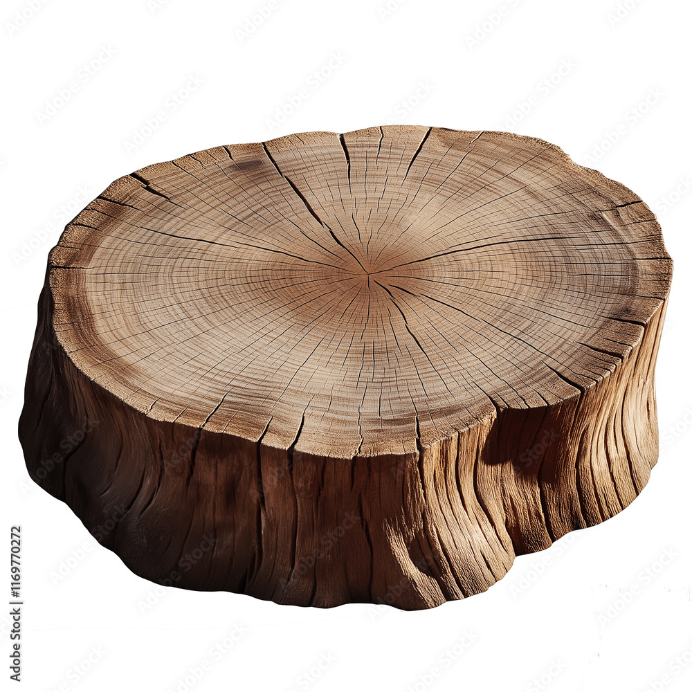 Poster Cross section of tree trunk showing growth rings on transparent background