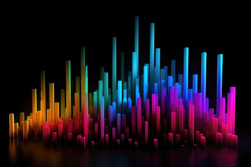 Vibrant City Skyline, Abstract Urban Landscape with Neon Glow