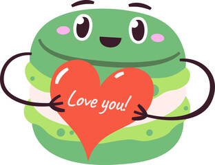 Funny Macaroon Character With Heart