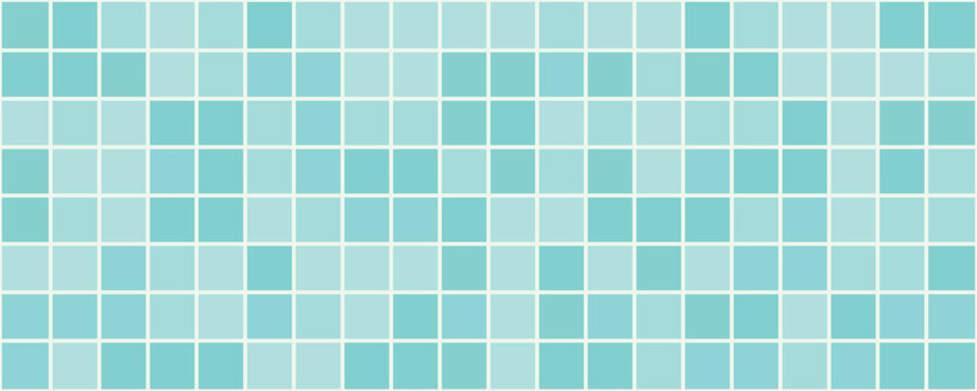 Seamless vector texture of light blue rectangular ceramic tiles arranged in a grid. Subtle color variations create a mosaic effect. Ideal for backgrounds, textures, and design elements.