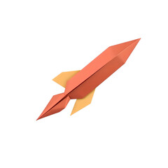 abstract paper rocket isolated on white, origami spacecraft design for kids, 3d paper rocket illustration with sharp edges, colorful geometric rocket ship in a modern art style