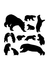 Polar bear animal silhouettes