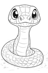 Adorable Cartoon Stylization of a Snake Character Perfect for Coloring and Fun Activities drawing and coloring page
