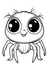 Cheerful Cartoon Spider Character with Big Eyes and Playful Expression for Kids drawing and coloring page for printable