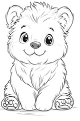 Cute and Adorable Cartoon Illustration of a Happy Baby Bear Character for Kids Coloring Book drawing and coloring page for printable