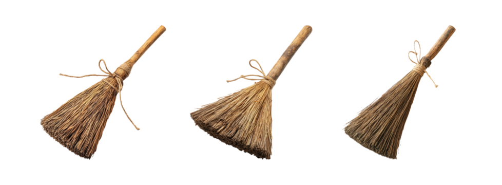 Traditional Broom with Natural Straw Texture