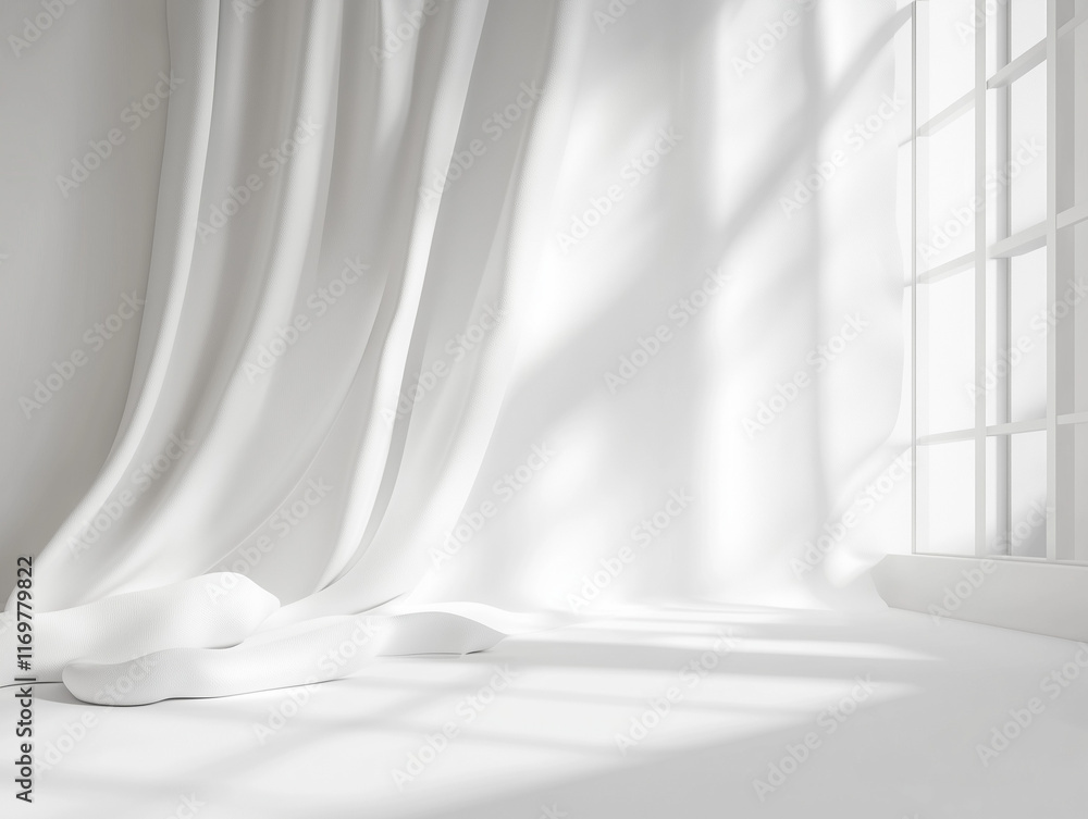 Poster A gray studio room with soft lighting serves as a backdrop for product display in this stock photo