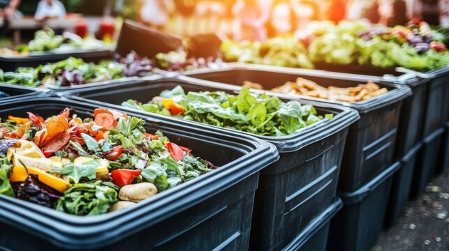 Waste Spilling Out of Containers at Farmer's Market