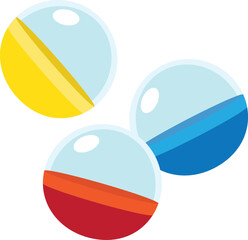 Gashapon toy Plastic Capsules in Red Yellow blue color icon.
