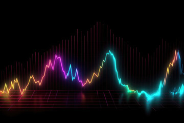 Fototapeta premium Vibrant Waveform Peaks with Neon Highlights, Abstract Display
