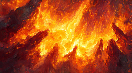 Close-up of a warm, flickering fire in a. Emberglow. Illustration
