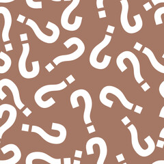 Seamless mocha brown and white question mark symbol pattern vector