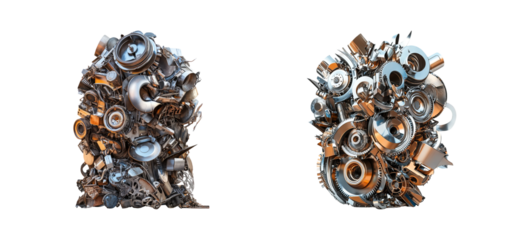 Abstract Metal Shapes on Transparent Background