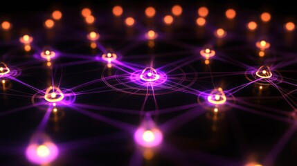 Abstract network connection glowing nodes.