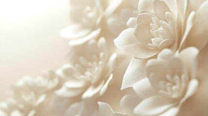 Delicate Creamy White Paper Flowers Abstract Art