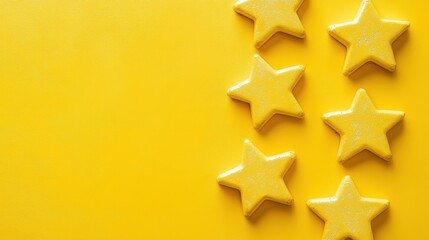 Obraz premium Customer 5-star satisfaction review, showcasing excellent feedback and high-quality control with a vibrant yellow background.