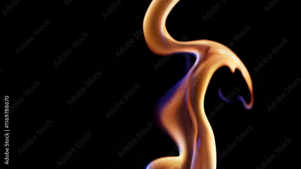 Poster abstract flame with flowing curves on black background