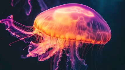 Ethereal Jellyfish with Vibrant Colors Underwater Perspective