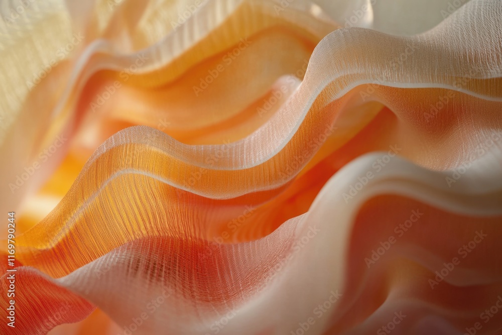 Poster abstract image of soft, flowing orange and beige fabric with a wave-like texture.