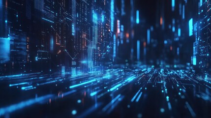 Obraz premium Futuristic digital city scape.