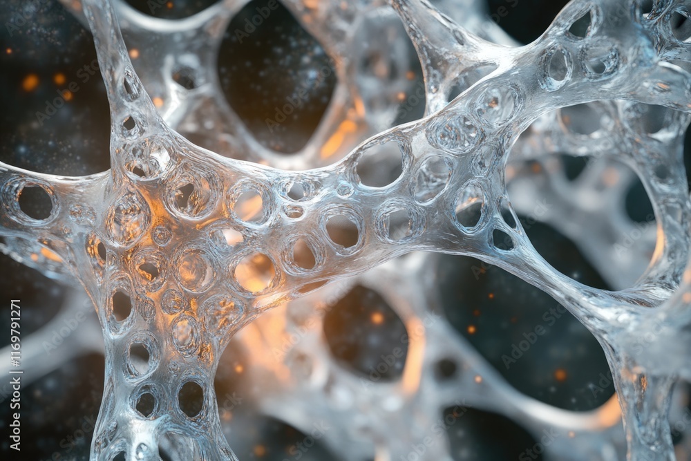 Aufkleber microscopic view of a porous, interconnected network resembling bone structure or a complex biologic