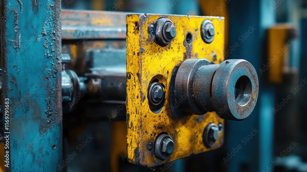 Poster a closeup of a machine safety guard showing how it effectively protects workers from moving parts wh