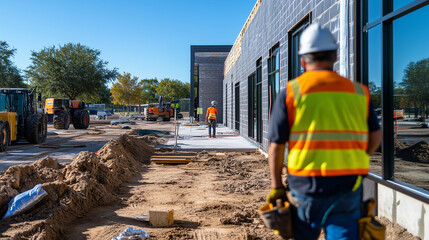 A building site featuring mineral wool insulation in place within the walls, emphasizing quality materials and sustainable construction practices.