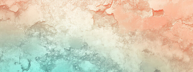 Fototapeta premium Beige and mint gradient blending into turquoise and peach tones. Subtle granular textures and pastel shimmer.