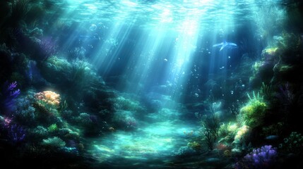 Obraz premium Serene Underwater Landscape with Soft Ambient Light