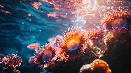 Fototapeta premium Underwater Anemones Blooming with Artistic Flair
