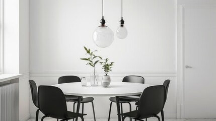 Fototapeta premium Minimalist Dining Room Interior Design