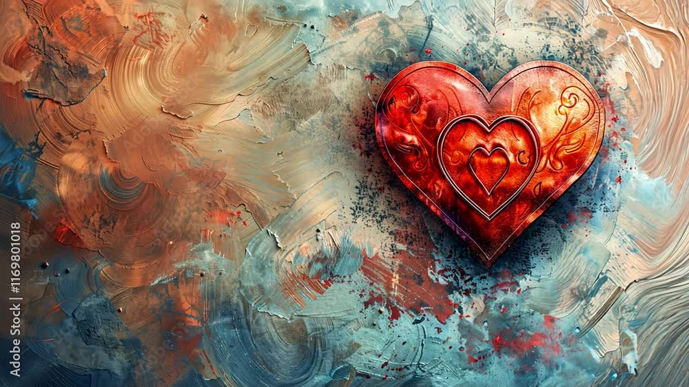 Aufkleber this decorative heart with intricate patterns on a colorful backdrop, perfect for romance.
