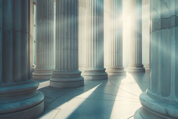 Interior View of Classical Columns and Hall