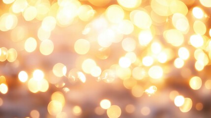 Obraz premium Soft golden bokeh lights shimmer beautifully, enhancing the ambiance of gatherings and special occasions during twilight hours