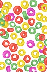 pattern with sweet colorful cereals circlesand milk abstract background 