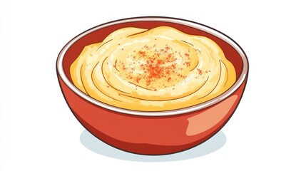 A bowl of creamy mashed potatoes garnished with spices, ready to be served.