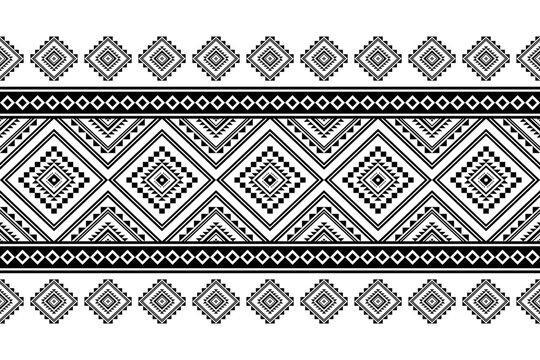 Geometric ethnic oriental seamless pattern traditional Design for background,carpet,wallpaper.clothing,wrapping,Batik fabric,Vector illustration.embroidery style - Sadu, sadou, sadow or sado