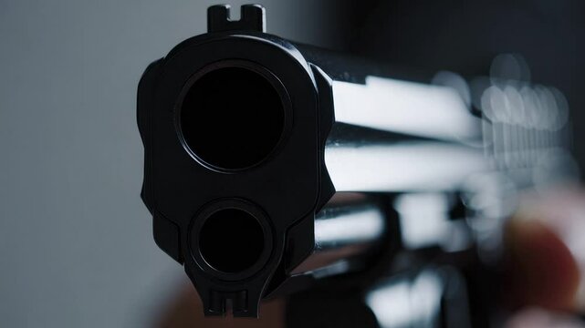 Close-up of a double-barrel shotgun