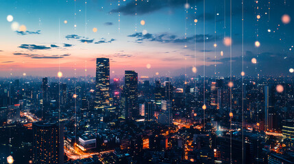 Fototapeta premium Urban Skyline Silhouette with Overlapping Buildings