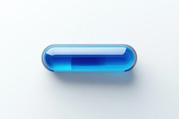A single, transparent blue capsule rests on a white background, suggesting medicine or health.