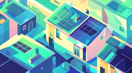 Fototapeta premium Eco-Friendly Rooftop Installations in Suburban Homes